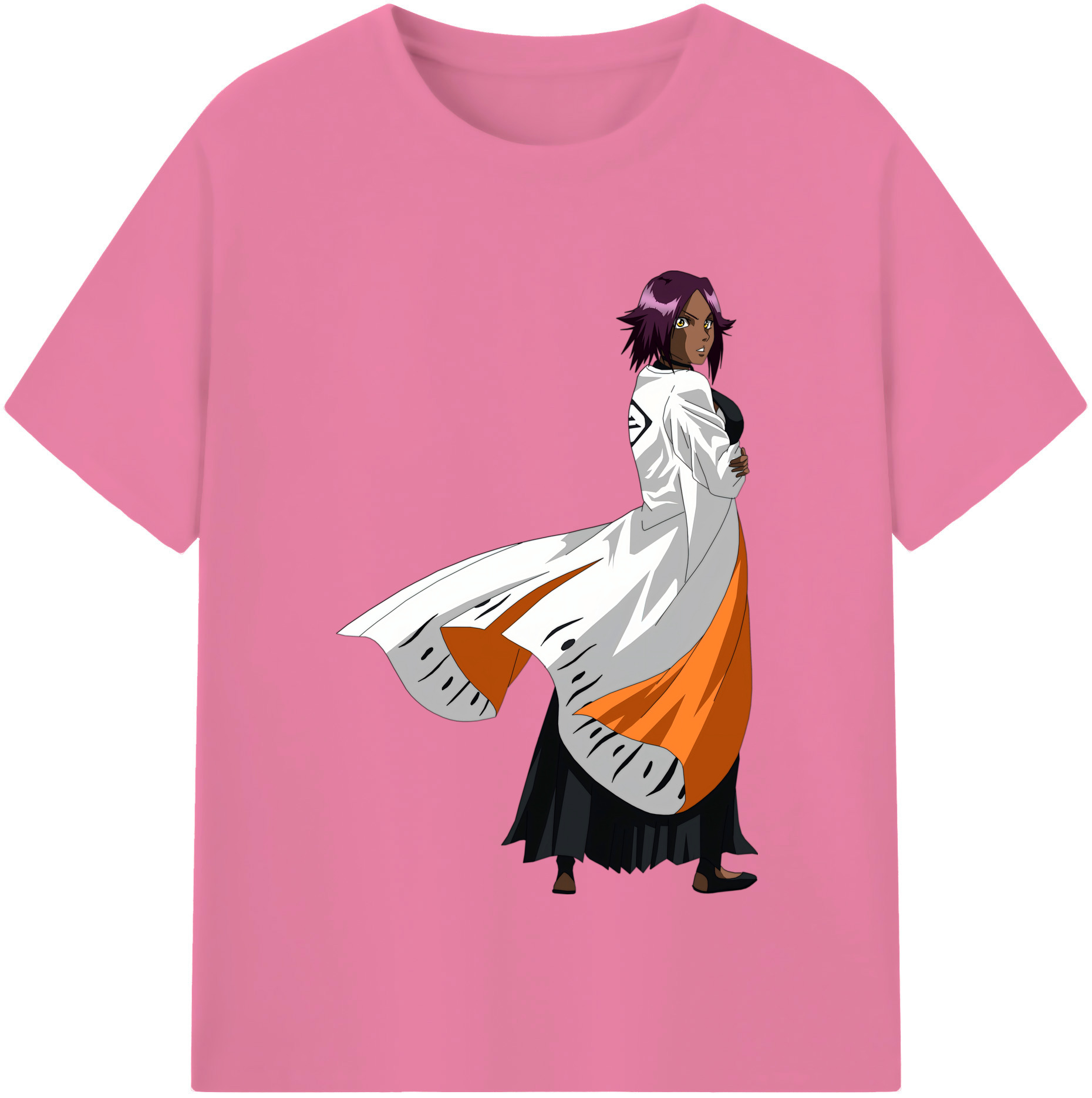 （画像用） ブリーチ 四楓院 夜一（しほういん よるいち） BLEACH Shihouin Yoruichi 綿100％半袖Tシャツ（フロントプリント）